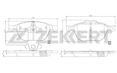 ZEKKERT BS1364 Колодки торм.передние Ford Kuga II 13-, Tourneo Connect II 13-