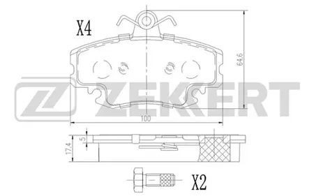 ZEKKERT BS1365 Колодки торм.передние Renault Clio II 98-, Logan 04-, Sandero 07-, Sy Mercedes ol I, II 00-, Twingo I- II 03-, Dacia Logan 04-