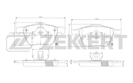 ZEKKERT BS1372 Колодки торм.передние Volvo S60 00-, S80 99-, V70 II 01-, XC90 02-