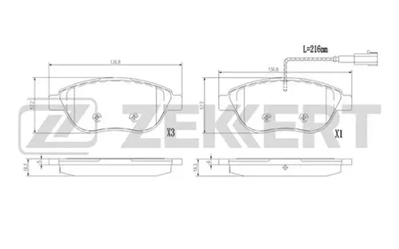 ZEKKERT BS1389 Колодки торм.передние с датчиком Fiat 500 (312) 09-, Doblo (152) 10-, Doblo Cargo (223, 263) 01-, Ducato (290) 90-