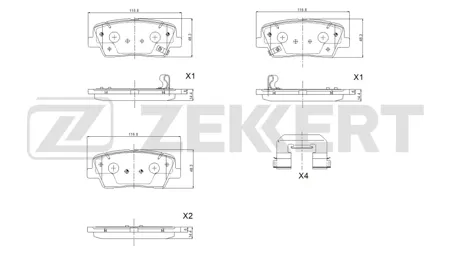 ZEKKERT BS1455 Колодки торм.задние Kia Sorento II,III 09-, Carnival II 07-, Mohave 08-, Stinger 17-, Hyundai Santa Fe I-III 05-