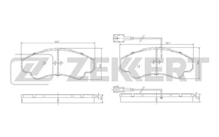 ZEKKERT BS1459 Колодки торм.передние Citroen Jumper (230,244,Z) 99-, Fiat Ducato (230,244,Z) 01-, Peugeot Boxer (230,244,Z) 99-