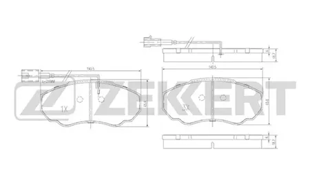 ZEKKERT BS1460 Колодки торм.передние с датчиком Citroen Jumper (230,244,Z) 94-, Fiat Ducato (230,244,Z) 00-, Peugeot Boxer (230,244,Z) 96-