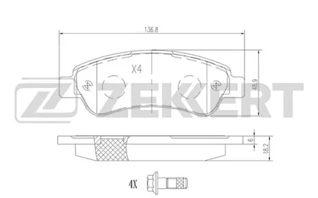 ZEKKERT BS1470 Колодки торм.задние Citroen Jumper (250) 06-, Fiat Ducato (244, 250) 06-, Peugeot Boxer (250) 06-
