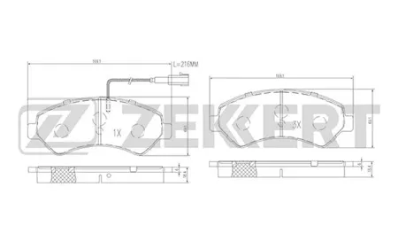 ZEKKERT BS1471 Колодки торм.передние с датчиком Citroen Jumper (250) 06-, Fiat Ducato (250) 06-, Peugeot Boxer (250) 06-