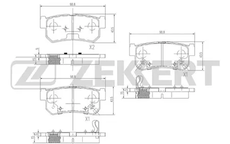 ZEKKERT BS1496 Колодки торм.задние SsangYong Actyon 05-, Actyon Sport s II 12-, Korando II 02-, Kyron 05-, Musso 02-, Rexton I-II 01-