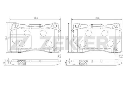 ZEKKERT BS1509 Колодки торм.передние Mitsubishi Lancer IX-X 04-, Subaru Impreza (GR,GH,G3,GE,GV) 08-, Opel Astra J 12-, Insignia A 08-