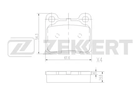ZEKKERT BS1581 Колодки торм.задние Mercedes 190 (201) 84-, Coupe (124) 87-, E-Class (124) 85-, S-Class (126) 85-