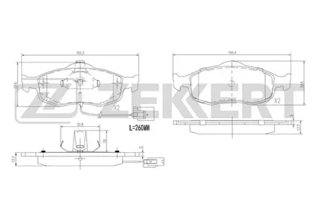 ZEKKERT BS1620 Колодки торм.передние с датчиком Ford Cougar 98-, Mondeo I-II 93-, Scorpio 86-