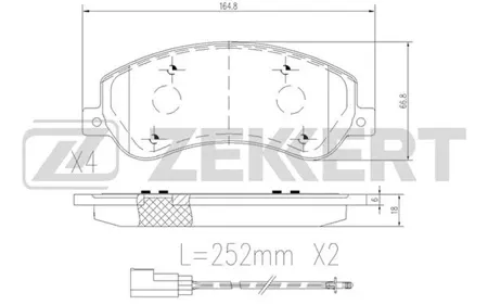 ZEKKERT BS1680 Колодки торм.передние с датчиком Ford Transit VII 06-, Tourneo II 06-, VW Amarok 10-