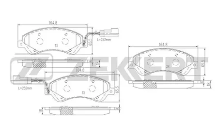 ZEKKERT BS1681 Колодки торм.передние с датчиком Ford Transit VII 06-, Transit Tourneo II 06-