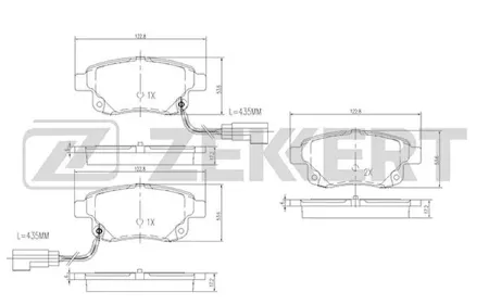 ZEKKERT BS1682 Колодки торм.задние с датчиком Ford Transit VII 06-, Transit Tourneo II 06-