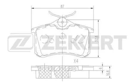 ZEKKERT BS1687 Колодки торм.задние Audi A6 II 99-, A8 98-, Citroen C4 II 11-, C8 02-, Berlingo I-II 02-, Ford Galaxy 95-, VW Bora 00-