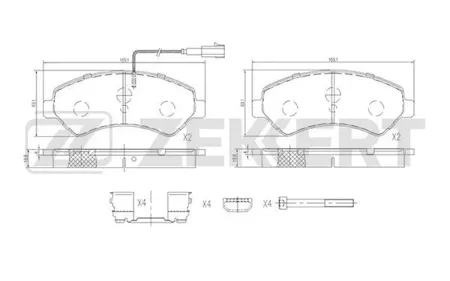 ZEKKERT BS1696 Колодки торм.передние Citroen Jumper III 06-, Peugeot Boxer III 06-, Fiat Ducato (250) 06-