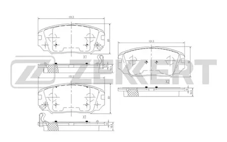 ZEKKERT BS1780 Колодки торм.передние Hyundai Grand eur IV 03-, Sonata V-VI 04-, Kia Magentis II 05-, Sportage II 04-, Chery Tiggo 7 Pro 21-