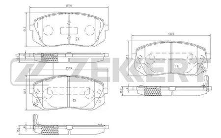 ZEKKERT BS1791 Колодки торм.передние Hyundai ix35 10-, Kia Carens II-III 02-, Sportage II-III 04-, Seltos 19-