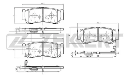 ZEKKERT BS1810 Колодки торм.задние Hyundai H-1Starex 01-, H-1 03-, Santa Fe II 06-