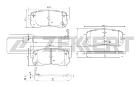 ZEKKERT BS1811 Колодки торм.задние Hyundai H-1 Cargo 08-, H-1 Travel 08-, ix55 08-, Carnival III 06-