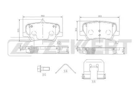 ZEKKERT BS1843 Колодки торм.задние Volvo XC40 17-, Geely Tugella 19-