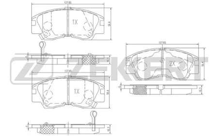 ZEKKERT BS1858 Колодки торм.передние Mitsubishi L200 II 86-, L300Delica II 86-, L300 III 86-, Pajero 87-, Pajero Canvas Top 87-