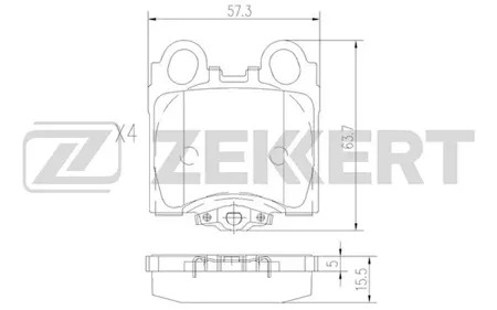 ZEKKERT BS1861 Колодки торм.задние Lexus GS 300,400 (S16) 97-, SC 430 (Z40) 01-, IS 200,300 (XE10) 99-, Toyota Altezza (E10) 98-