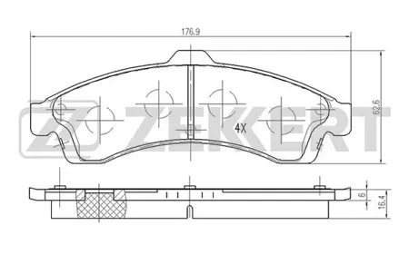 ZEKKERT BS1866 Колодки торм.передние Chevrolet Trailblazer (KC) 01-, Isuzu Ascender 03-, Saab 9-7X (5S3E) 05-