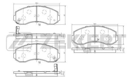 ZEKKERT BS1876 Колодки торм.передние Kia K2500 03-, K2700 99-, K2900 08-