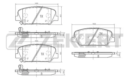 ZEKKERT BS1884 Колодки торм.передние Hyundai i30 II 12-, Veloster 12-, Kia Ceed II 12-, Pro Ceed II 13-, Cerato III 13-