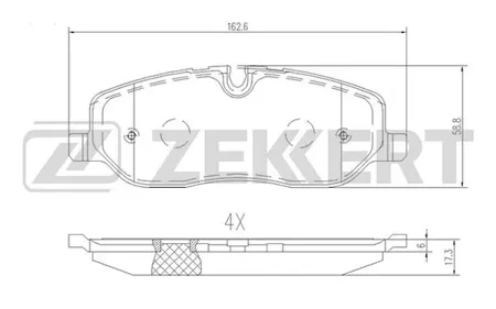 ZEKKERT BS1963 Колодки торм.передние Land Rover Discovery III-IV 04-, Range Rover III 02-, Range Rover Sport 05-