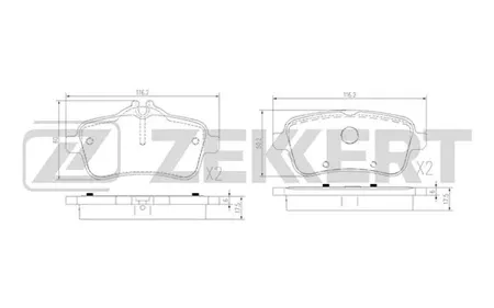 ZEKKERT BS1964 Колодки торм.задние Mercedes CLA (117) 13-, GL (166) 12-, ML (166) 11-, SLK (172) 12-