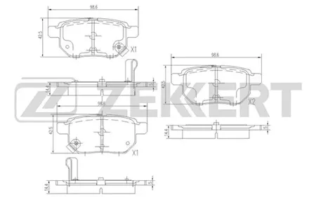 ZEKKERT BS1973 Колодки торм.задние Toyota Auris (E150) 06-, Corolla (E140,E150,E170,E180) 06-, Prius (W30,W50) 12-, Yaris (P90) 05-