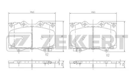 ZEKKERT BS1985 Колодки торм.передние Lexus LX 470 (UZJ100) 98-, LC 70,100 90-