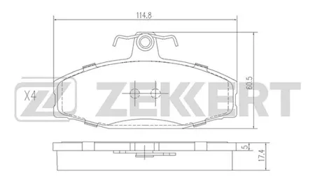 ZEKKERT BS2072 Колодки торм.передние Skoda Favorit (781,785,787) 92-, Felicia (6U1,6U5) 94-, VW Caddy II 96-