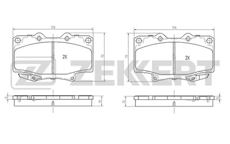 ZEKKERT BS2101 Колодки торм.передние Toyota 4Runner (N10) 90-, LC 70,80 90-