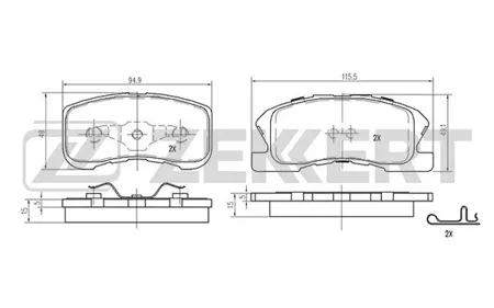 ZEKKERT BS2103 Колодки торм.передние Daihatsu Sirion 98-, YRV 00-, Toyota Duet (M100) 00-