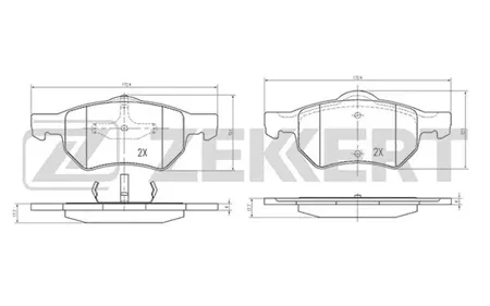 ZEKKERT BS2106 Колодки торм.передние Chrysler Voyager IV 00-, Dodge Caravan IV 01-
