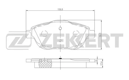ZEKKERT BS2157 Колодки торм.передние Peugeot 2008 13-, Citroen C4 Cactus 14-, C3 II 09-, C3 Aircross II 17-, C3 Picasso 09-, DS3 09-