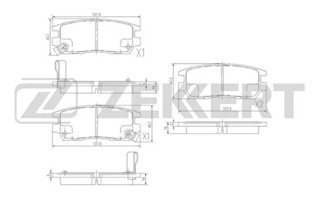 ZEKKERT BS2219 Колодки торм.задние Mitsubishi L400 95-, Pajero Classic 01-, Pajero I-II 89-, Pajero Sport 98-, Sigma 90-
