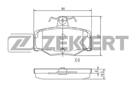 ZEKKERT BS2272 Колодки торм.задние Nissan Almera (N16E) 00-, Almera Tino (V10) 00-, Nissan Primera (P10,P11,W10,WP11) 90-