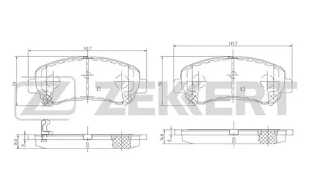 ZEKKERT BS2296 Колодки торм.передние Nissan Qashqai (J10,NJ10,JJ10E) 07-, X-Trail (T31) 07-
