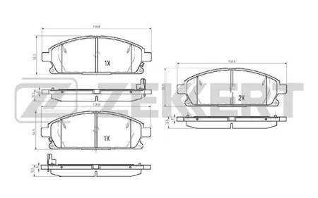 ZEKKERT BS2316 Колодки торм.передние Infiniti Q45 (G50) 93-, QX4 (JR50) 96-, FY33 (FY33) 97-, Nissan Pathfinder (R50) 97-, X-Trail (T30) 01-