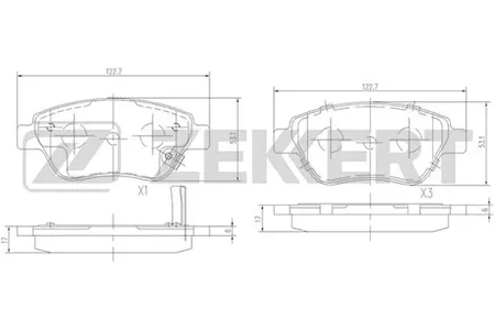 ZEKKERT BS2343 Колодки торм.передние Fiat Doblo (119) 05-, Doblo Cargo (223) 03-, Panda (169) 04-, Opel Adam 12-, Corsa D IV 06-