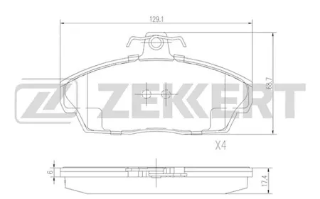 ZEKKERT BS2386 Колодки торм.передние GAZ Gazelle (3302) 03-, Gazelle (3221) 03-, Волга (31029, 31105, 3110, 31022, 31023) 93-