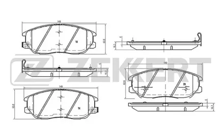 ZEKKERT BS2422 Колодки торм.передние Hyundai Equus 09-, Terracan 01-, Trajet 00-, XG 98-