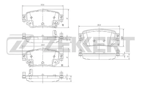 ZEKKERT BS2524 Колодки торм.задние Nissan Qashqai (J11,J11) 13-, X-Trail (T32) 14-, Renault Kadjar 15-