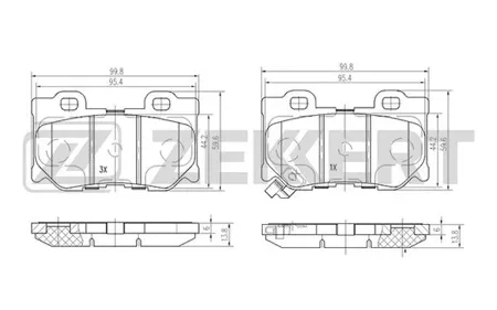 ZEKKERT BS2525 Колодки торм.задние Infiniti FX 30d,37,50 (S51) 08-, G 37 (V36,CV36,HV36) 07-, Q50 (V37) 13-, Q70 (Y51) 13-, QX70 (S51) 13-