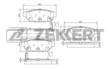 ZEKKERT BS2535 Колодки торм.задние Mitsubishi Carisma 95-, Colt IV-V 94-, Lancer VI-VIII 92-, Mirage II-IV 91-
