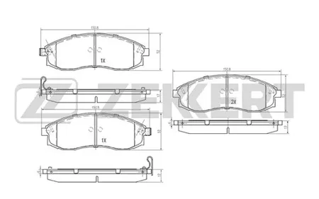 ZEKKERT BS2537 Колодки торм.передние Nissan Cefiro (A32) 94-, Maxima (A32) 94-, Mitsubishi L200 III 96-