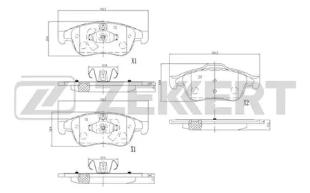 ZEKKERT BS2800 Колодки торм.передние Nissan Terrano (D10) 14-, Renault Captur 13-, Duster 11-, Fluence 10-, Megane III 08-, Scenic III 09-