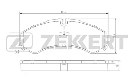 ZEKKERT BS2801 Колодки торм.передние Iveco Daily I-VI 85-, Nissan Cabstar (F24M,F24W) 06-, NT400 Cabstar (F24M) 14-